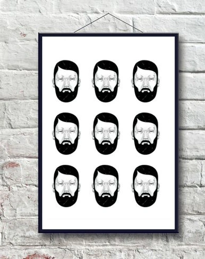 Art Backers Multi Bearded Limited Edition Print (-) Size - Cotton, Paper In Black