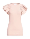 Alpha Studio Woman T-shirt Light Pink Size 12 Cotton, Elastane