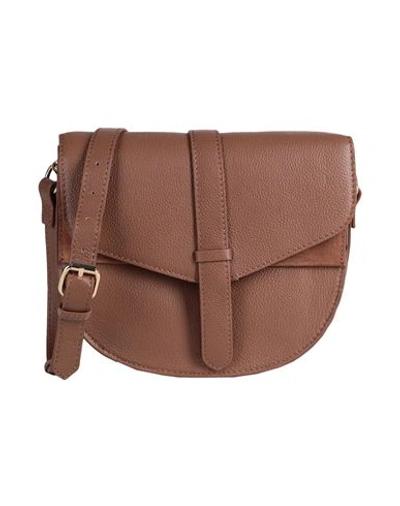 Pieces Woman Cross-body Bag Tan Size - Bovine Leather In Brown