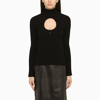Courrèges Circle Mockneck Rib Knit Sweater In Black