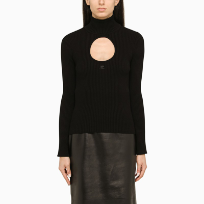 Courrèges Logo-embroidered Cut-out Jumper In Black