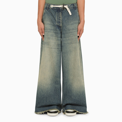 Moncler Genius Cropped Buttoned Jeans In Blue