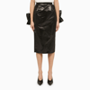 Maison Margiela Black Coated Midi Skirt In Black