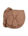 Hogan Woman Cross-body Bag Camel Size - Soft Leather, Textile Fibers In Beige