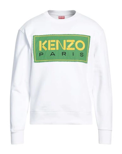 Kenzo Man Sweatshirt White Size M Cotton, Elastane, Polyester