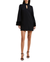 French Connection Whisper Ruth Faux Fur Trim Long Sleeve Minidress In Black