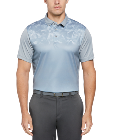 Pga Tour Men's Athletic Fit Geo Print Short Sleeve Golf Polo Shirt In Tradewinds