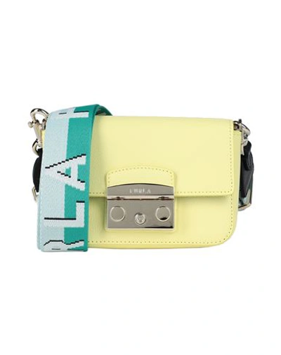Furla Woman Cross-body Bag Light Yellow Size - Calfskin, Polyester In Yellow