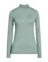 Majestic Filatures Woman Turtleneck Sage Green Size 1 Cashmere