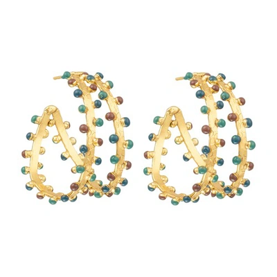 Sylvia Toledano Gipsy Earrings In Gold_vert_marron_enamel