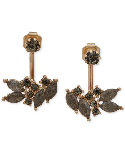 Lonna & Lilly Gold-tone Pave & Crackled Stone Floater Earrings In Dark Gray