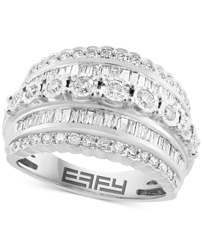 Effy Collection Effy Diamond Round & Baguette Multirow Statement Ring (1-1/5 Ct. T.w.) In 14k White Gold