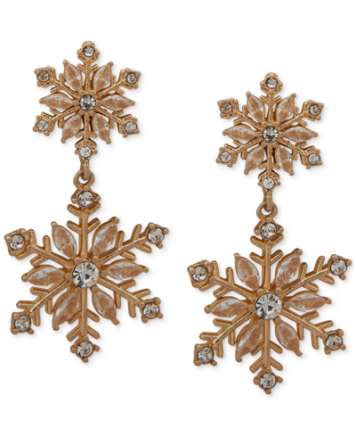 Lonna & Lilly Gold-tone Crystal Snowflake Double Drop Earrings In White