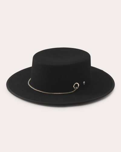 Helen Kaminski Black Felt Nasia Hat In Blackblacksparkle