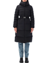 Burberry Burniston Belted Horizontal Puffer Jacket In Black
