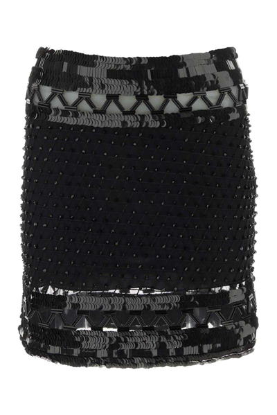 Alberta Ferretti Alberta Ferreti Embellished Mesh Mini Skirt In Black