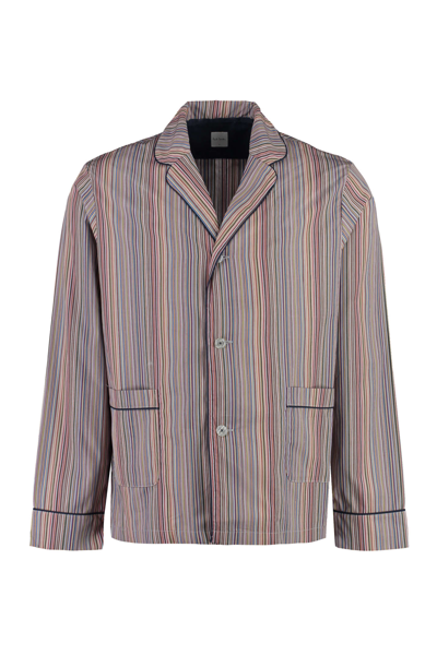 Paul Smith Striped Cotton Pyjamas In Multicolor