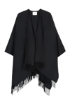 Vince Fringe Cashmere Cape In Black