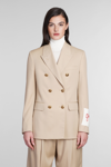Golden Goose Beige Double-breasted Blazer With Peak Revers In Beige
