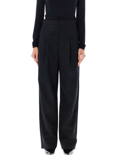 Isabel Marant High Waist Wide Leg Trousers With Button Detail In Multi