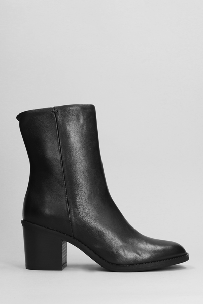 Julie Dee High Heels Ankle Boots In Black Leather