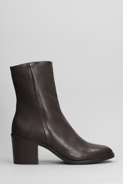 Julie Dee High Heels Ankle Boots In Dark Brown Leather