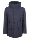Woolrich Lined Lightweight Cotton Blend Utility Jacket In Melton Blue