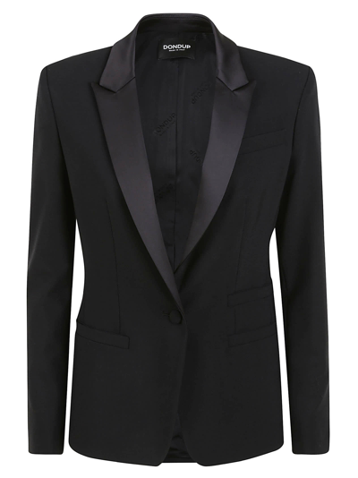 Dondup Satin-lapel Single-breasted Blazer In Nero
