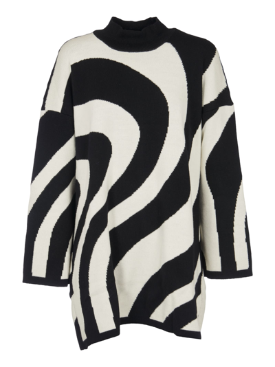 Msgm Graphic-print Wool Dress In Schwarz