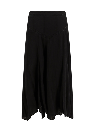 Marant Etoile Cotton Skirt With Micro Embroideries In Black