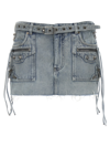 Balenciaga Distressed Denim Mini Skirt Fringes Edge In Blue