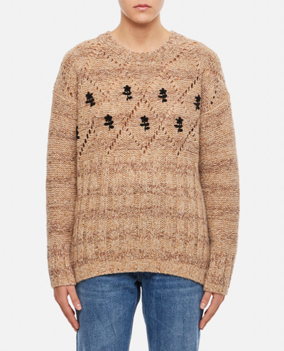 Cormio Oversize Knitwear Crew Neck Diamond Pattern In Neutral