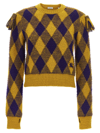 Burberry Ekd Check Knit Tassel-shoulder Crop Sweater In Yellow