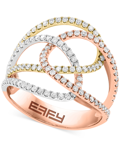 Effy Collection Effy Diamond Openwork Swirl Ring (5/8 Ct. T.w.) In 14k Tricolor Gold In K Three Tone Gold