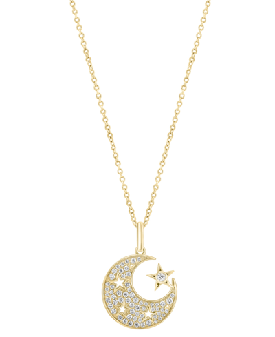 Effy Collection Effy Diamond Moon & Stars 18" Pendant Necklace (1/3 Ct. T.w.) In 14k Rose Gold In K Gold