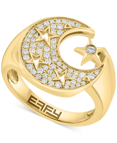 Effy Collection Effy Diamond Moon & Stars Ring (1/3 Ct. T.w.) In 14k Gold