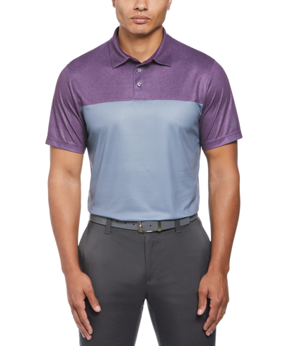 Pga Tour Airflux Color Block Short Sleeve Golf Polo Shirt In Grape Royale