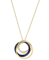 EFFY COLLECTION EFFY SAPPHIRE (1/2 CT. T.W.) & DIAMOND (1/6 CT. T.W.) INTERLOCKING RINGS 18" PENDANT NECKLACE IN 14K