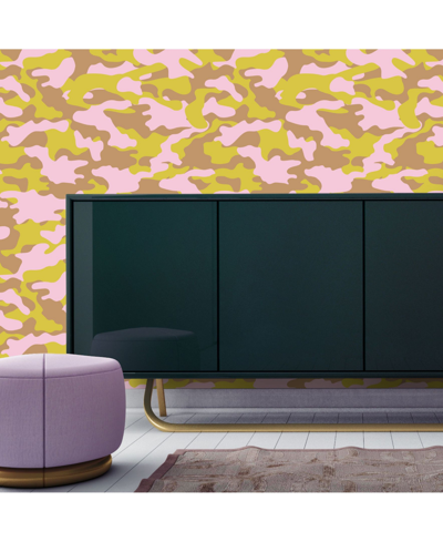 Tempaper Cynthia Rowley For  Glammo Pink, Lemon & Gold Self-adhesive Wallpaper In Light,pastel Pink