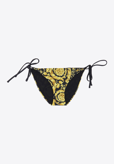 Versace Baraco Print Bikini Bottom In Yellow