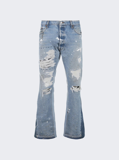 Gallery Dept. Indiana Flare Slim-fit Distressed Jeans In Blue