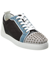 Christian Louboutin Louis Junior Spikes Orlato Leather Sneaker In Blue