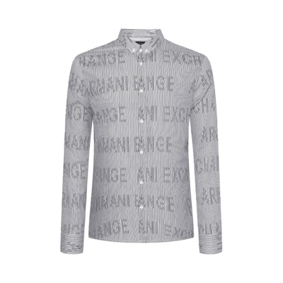 Armani Exchange 阿玛尼男款时尚百搭长袖衬衫 In Gray