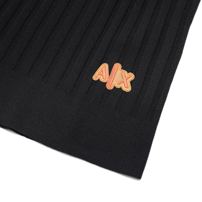 Armani Exchange 女士logo修身显瘦柔软舒适圆领休闲针织衫 In Black
