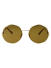 Chloé Round-frame Metal Sunglasses With Wavy Design In 001 Gold Gold Green