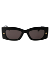 Alexander Mcqueen Womens Black-black-smoke Am0426s Rectangular-frame Recycled-acetate Sunglasses In 001 Black Black Grey