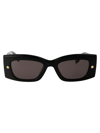 Alexander Mcqueen Womens Black-black-smoke Am0426s Rectangular-frame Recycled-acetate Sunglasses In 001 Black Black Grey