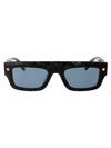 Alexander Mcqueen Marble-pattern Square-frame Sunglasses In 003 Havana Havana Blue