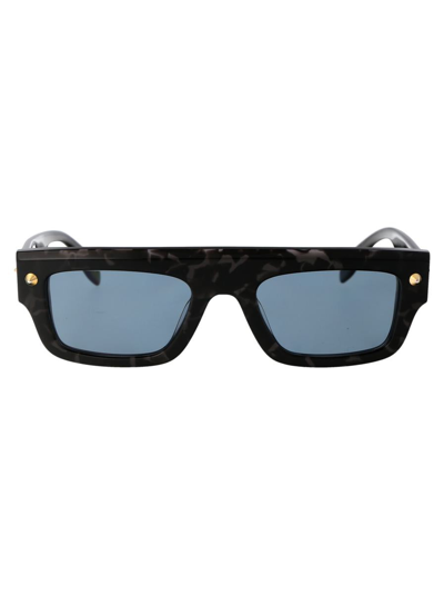 Alexander Mcqueen Am0427s Sunglasses In 003 Havana Havana Blue