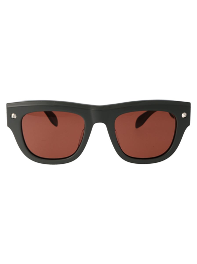 Alexander Mcqueen Am0425s Sunglasses In 004 Grey Grey Brown
